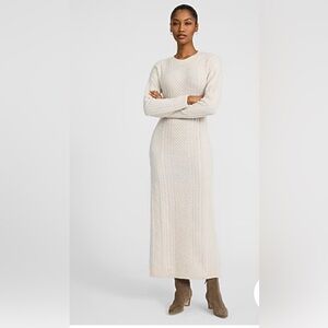 Ribbed Maxi Tan Sweater Dress Sz L